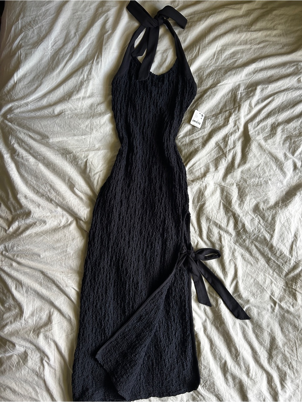 Free People Women’s Black Halter Tie Midi Dress Small NWT